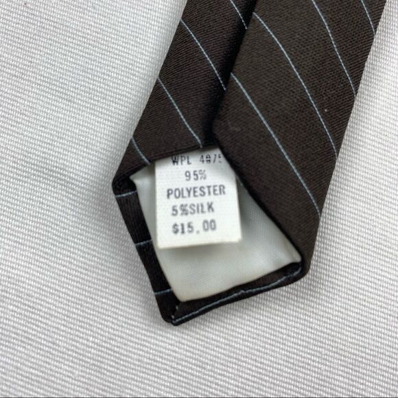 Vintage Oscar de la Renta Brown Necktie w/ Diagonal Stripes - Made in USA - Picture 6 of 8
